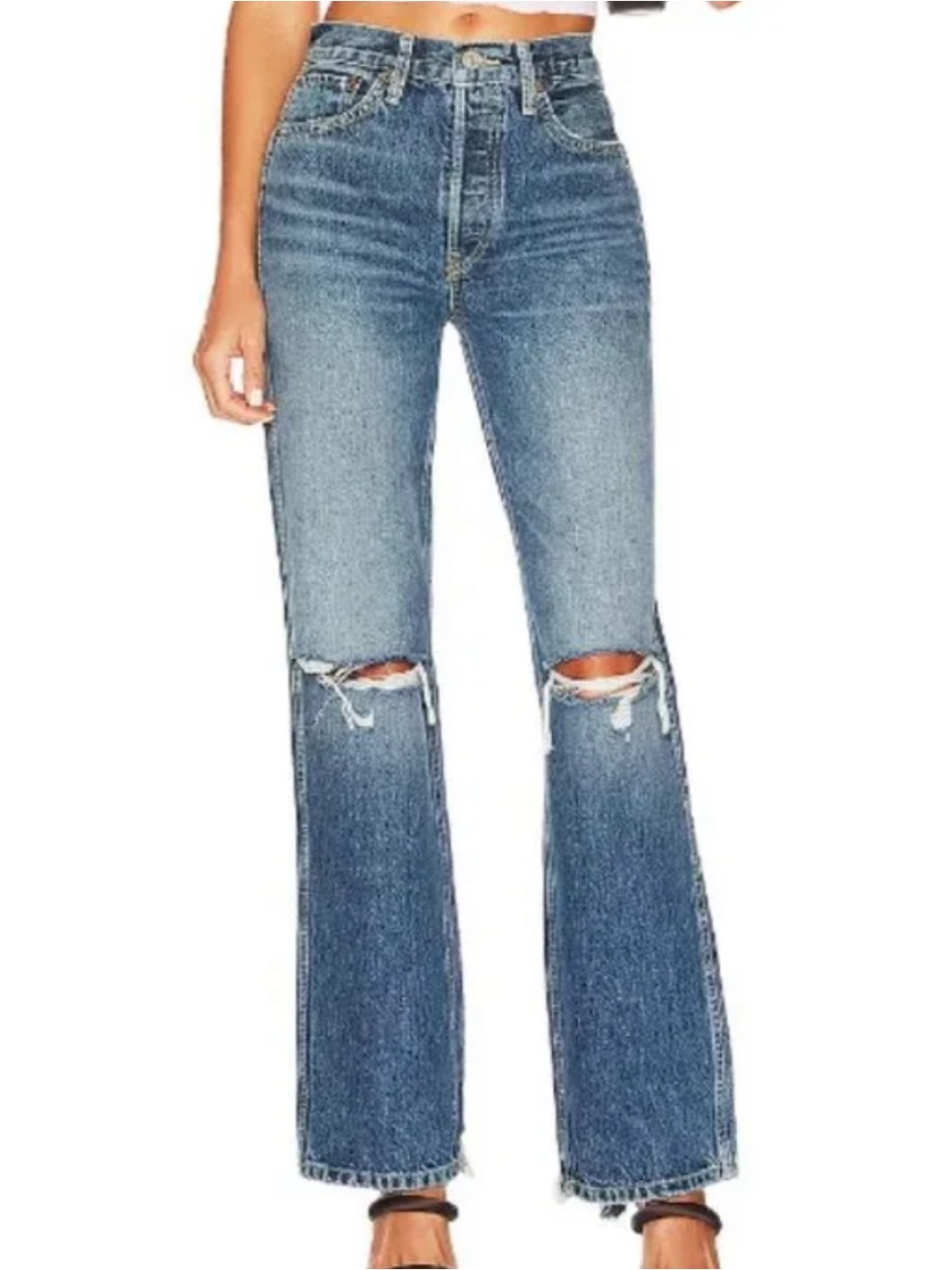 Re/Done ‘90 High Rise Loose Jeans In Destroyed Mar Size 27